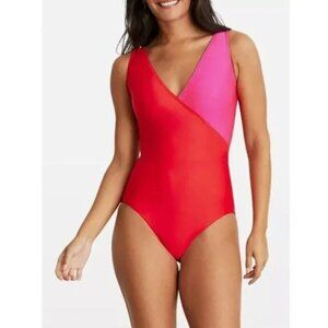 NWT Hermoza Vera Color Block Red Pink One Piece Swim Suit Size 6